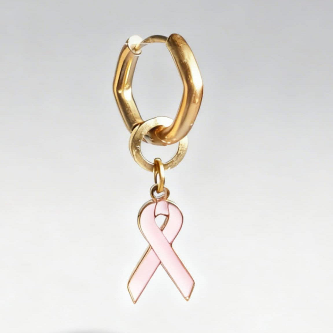 Pink Ribbon Charm Classic Hex Huggy
