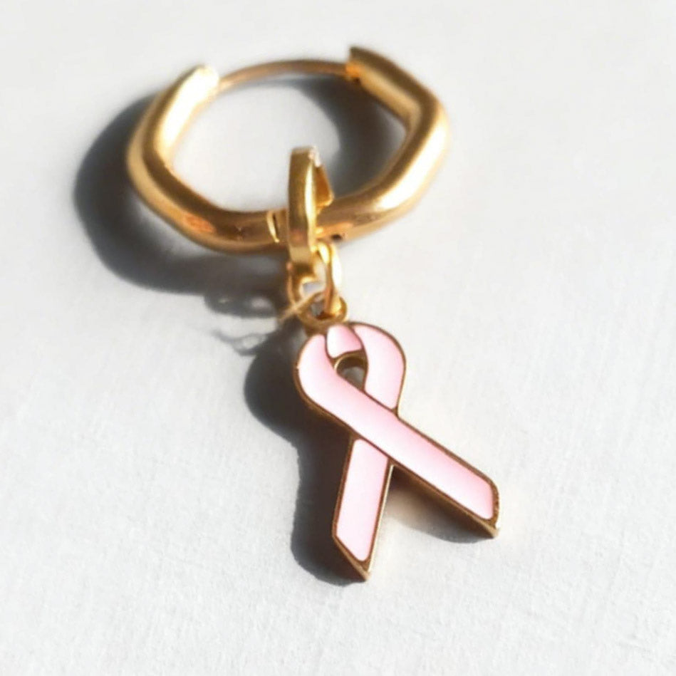 Pink Ribbon Charm Classic Hex Huggy