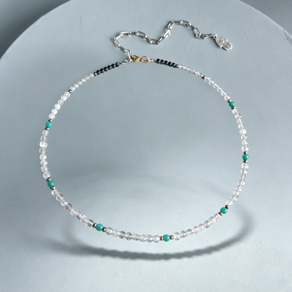 Labradorite and Emerald Gemstone Collar Necklace