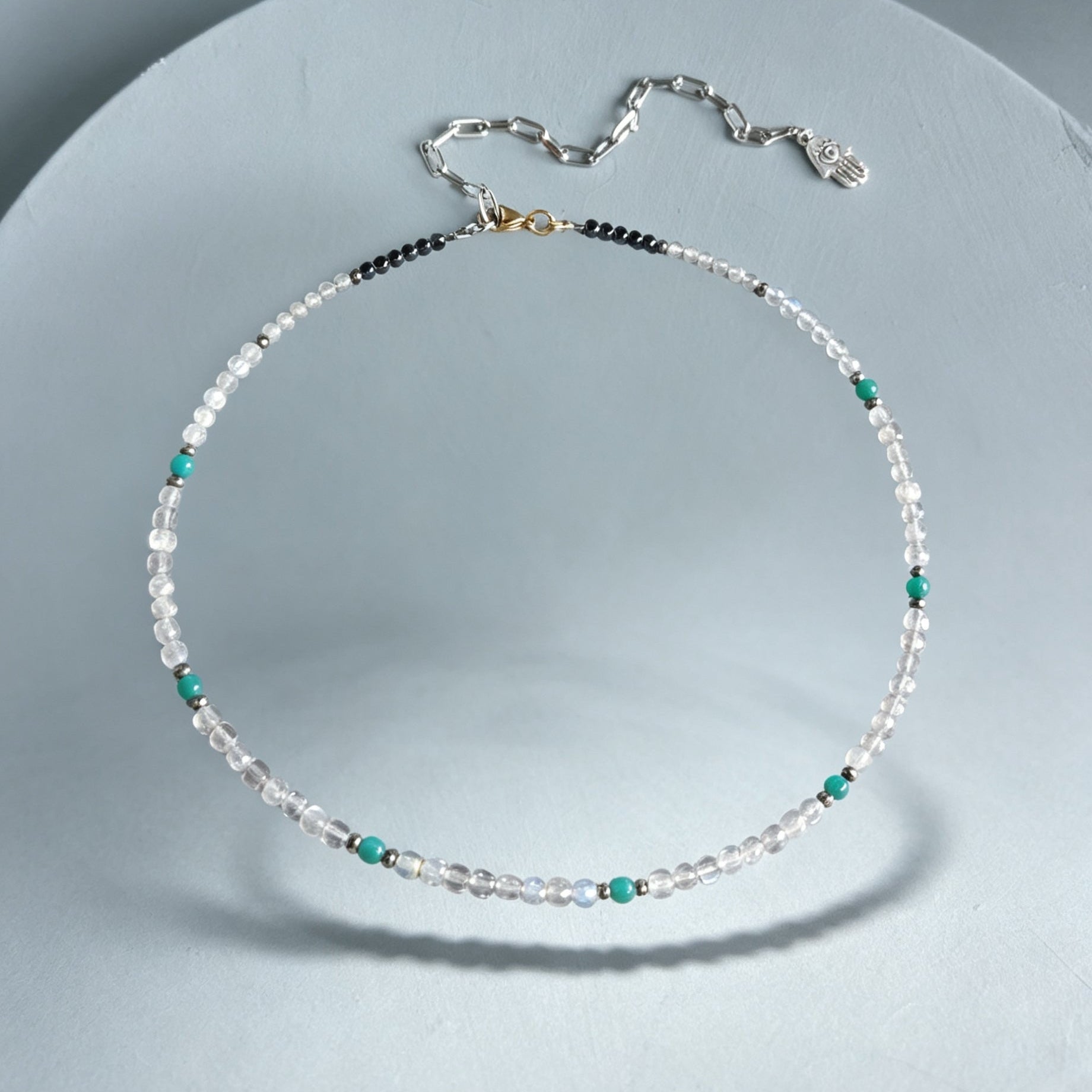 Labradorite and Emerald Gemstone Collar Necklace