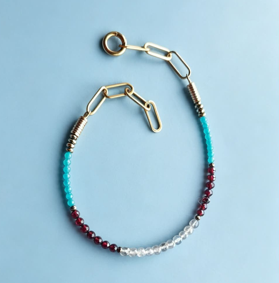 Neon Apatite, Labradorite & Garnet Gemstone Anklet