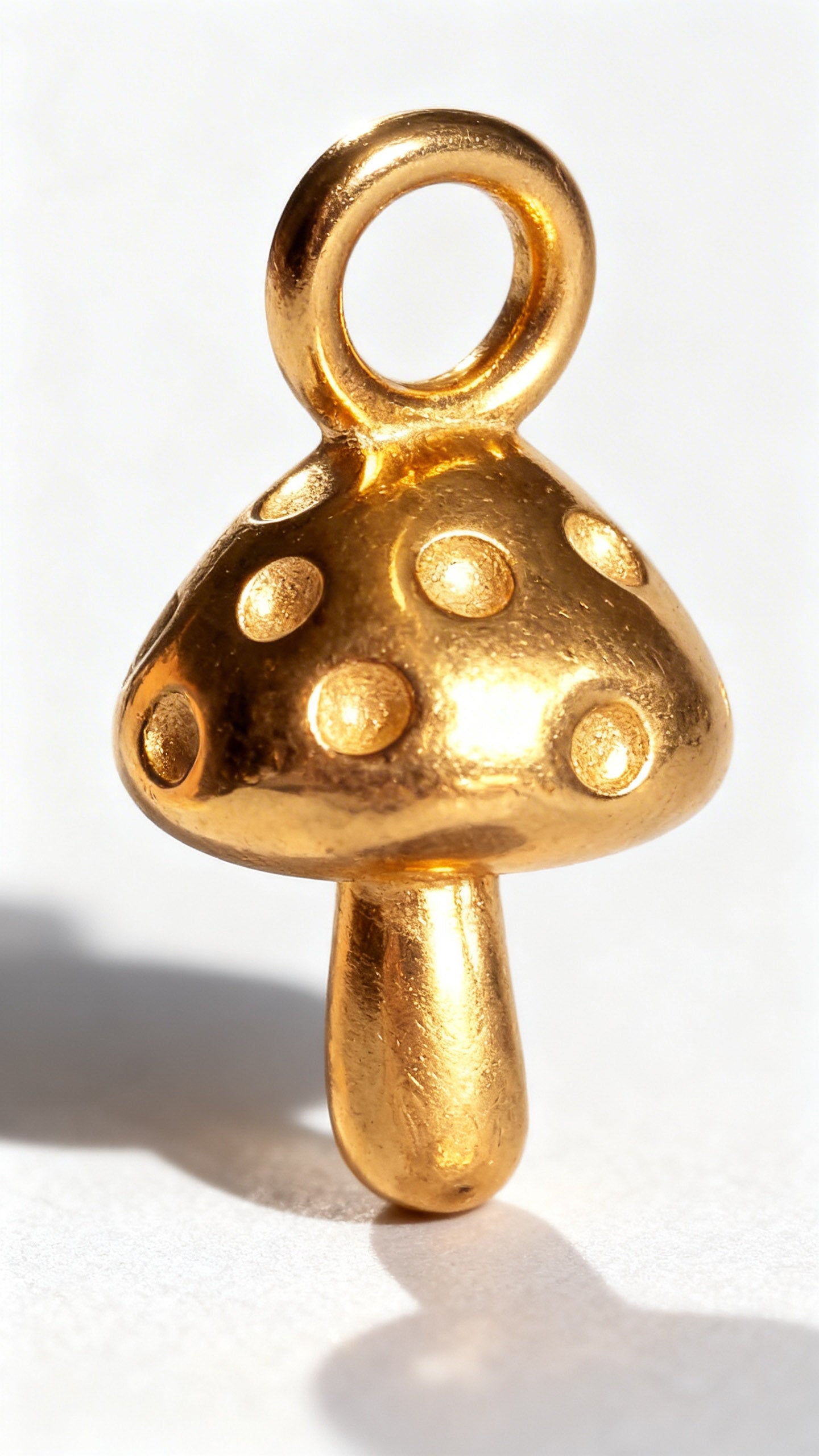 Gold Toadstool Charm Statement Hex Huggie