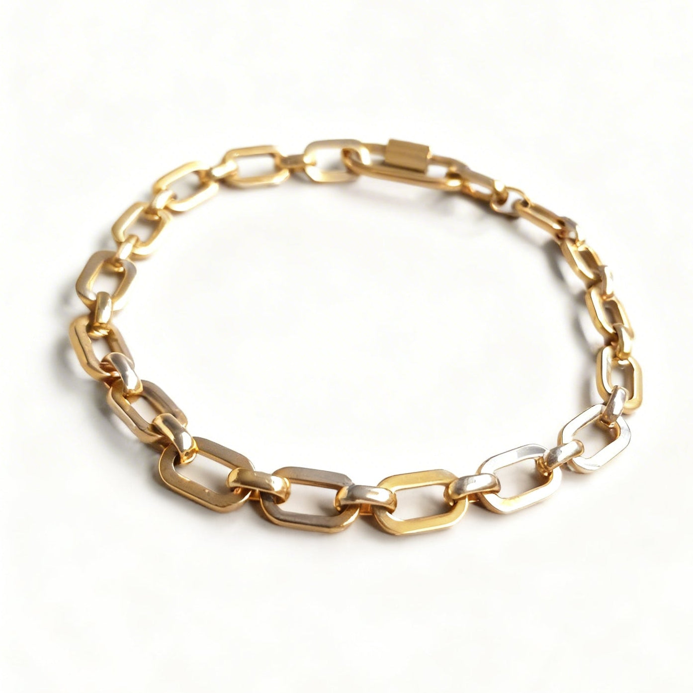 Gold Link Chain Bracelet with Freedom Lock