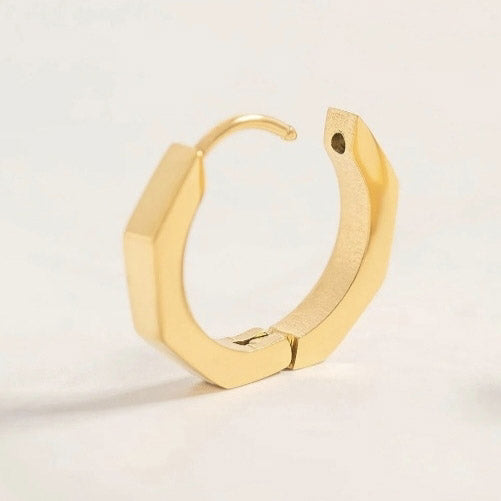 18K Gold PVD Hex Statement Huggie Hoops