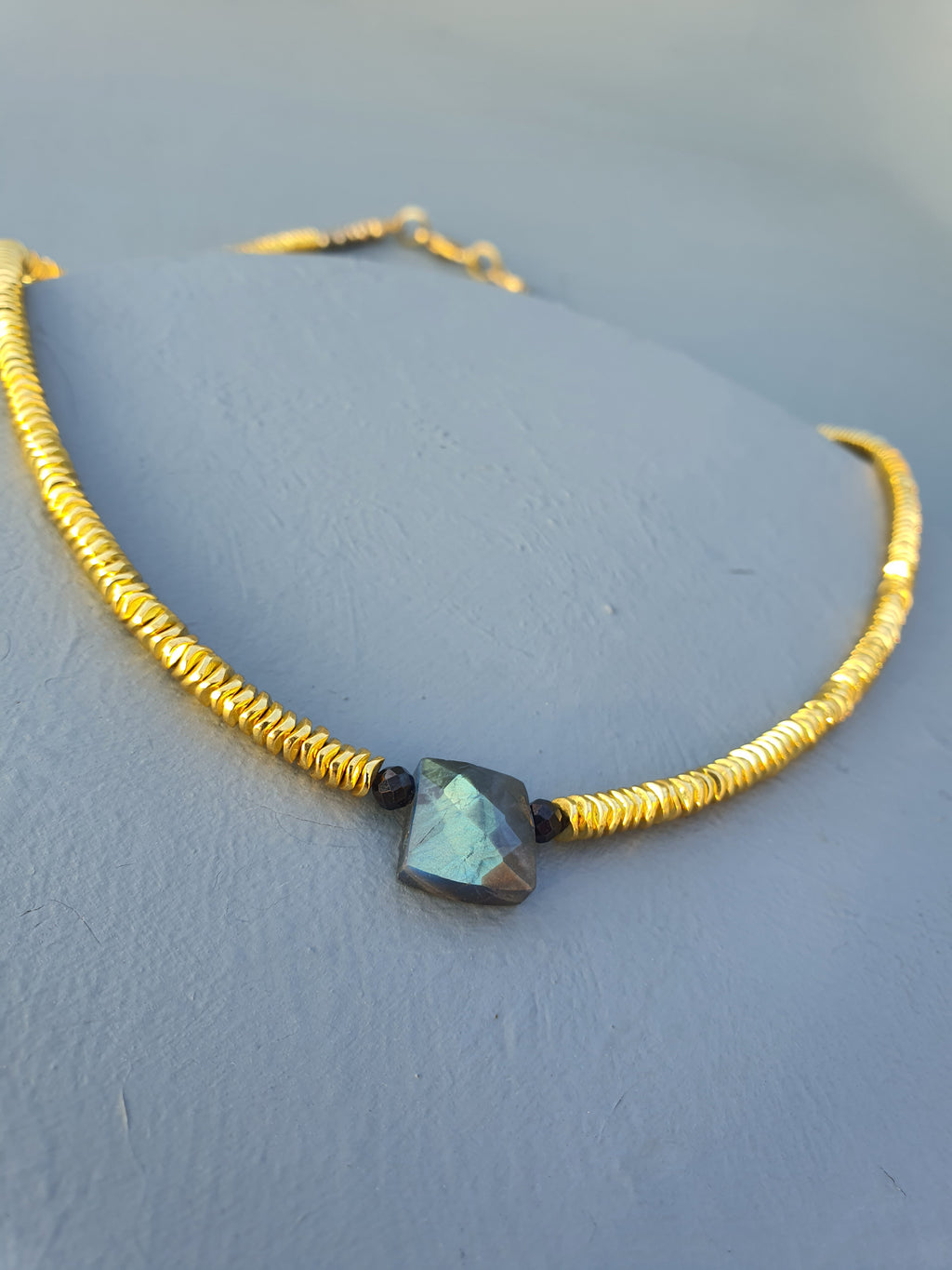 Golden Hematite, Labradorite, Black Spinel & Pyrite Necklace