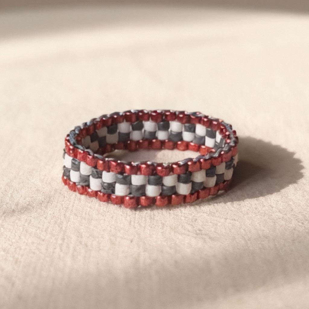 Monochrome Beaded Statement Ring