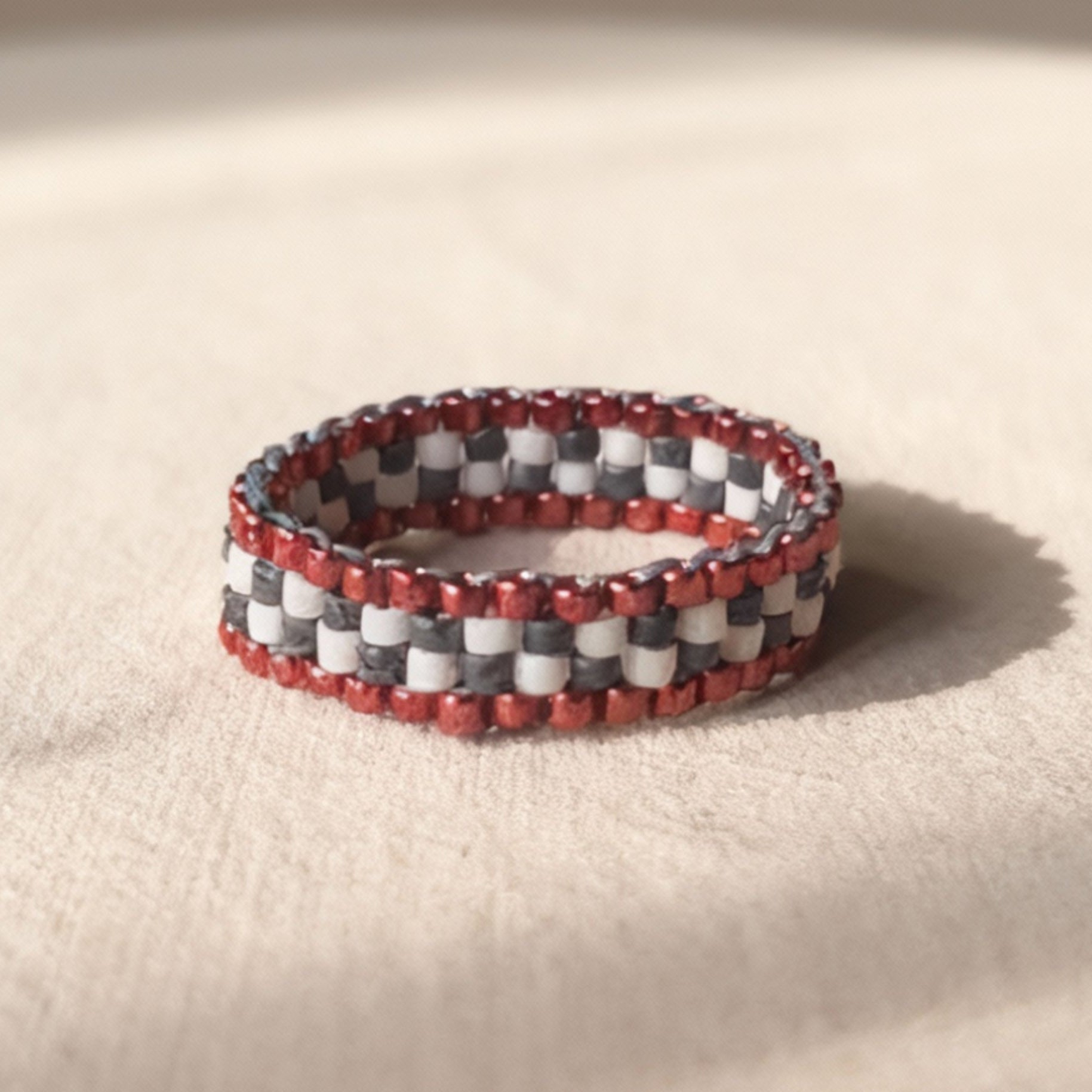 Monochrome Beaded Statement Ring