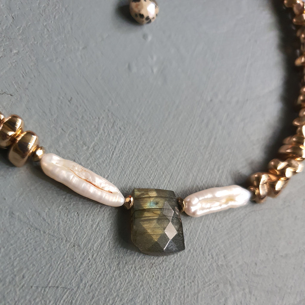 Chunky Golden Hematite with Labradorite Necklace III