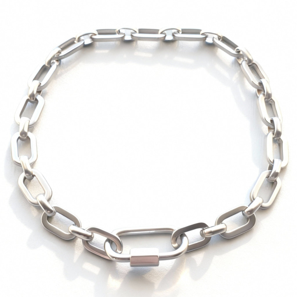 Link Bracelet with Statement Lock - Stainless Steal