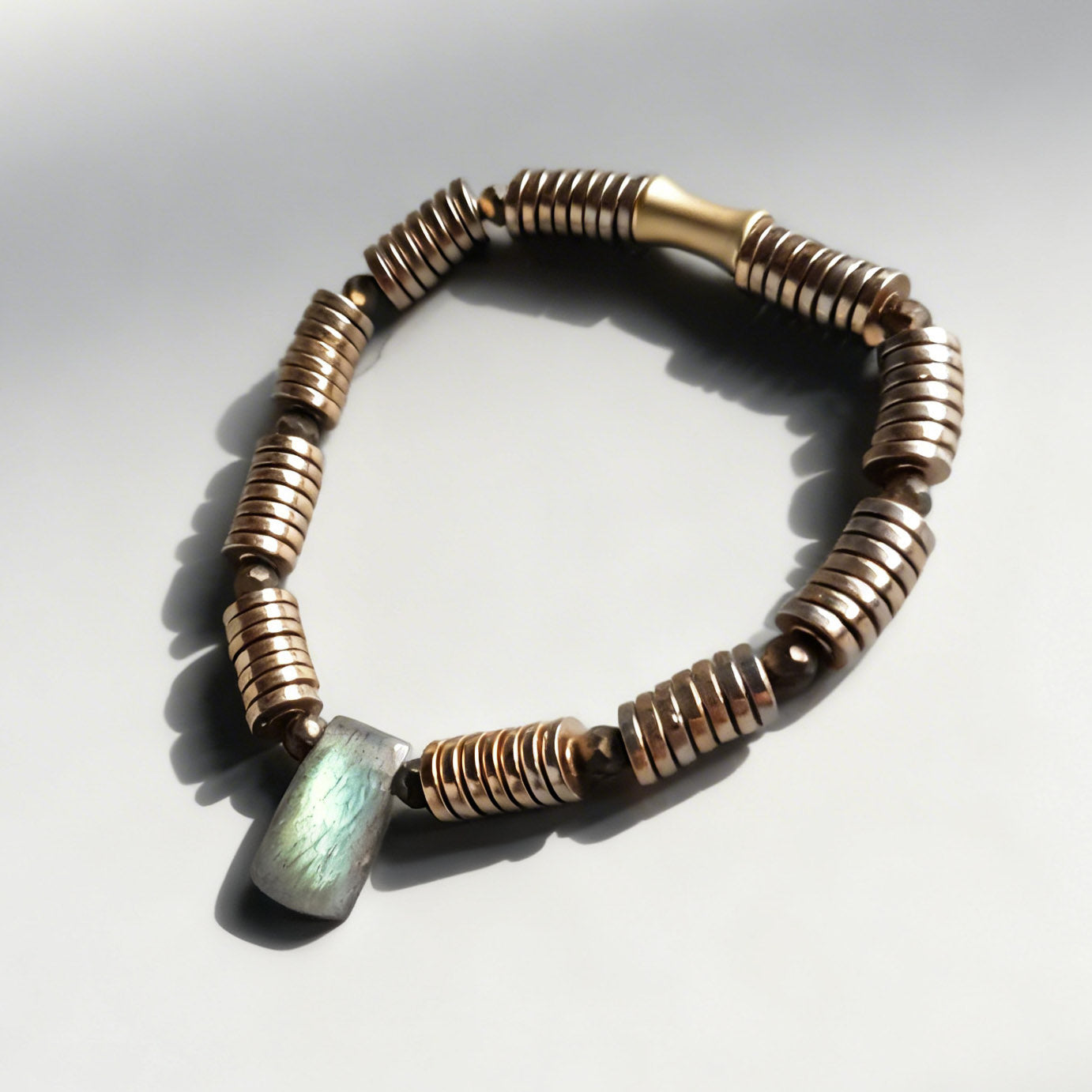 Labradorite & Golden Hematite Stretch Bracelet