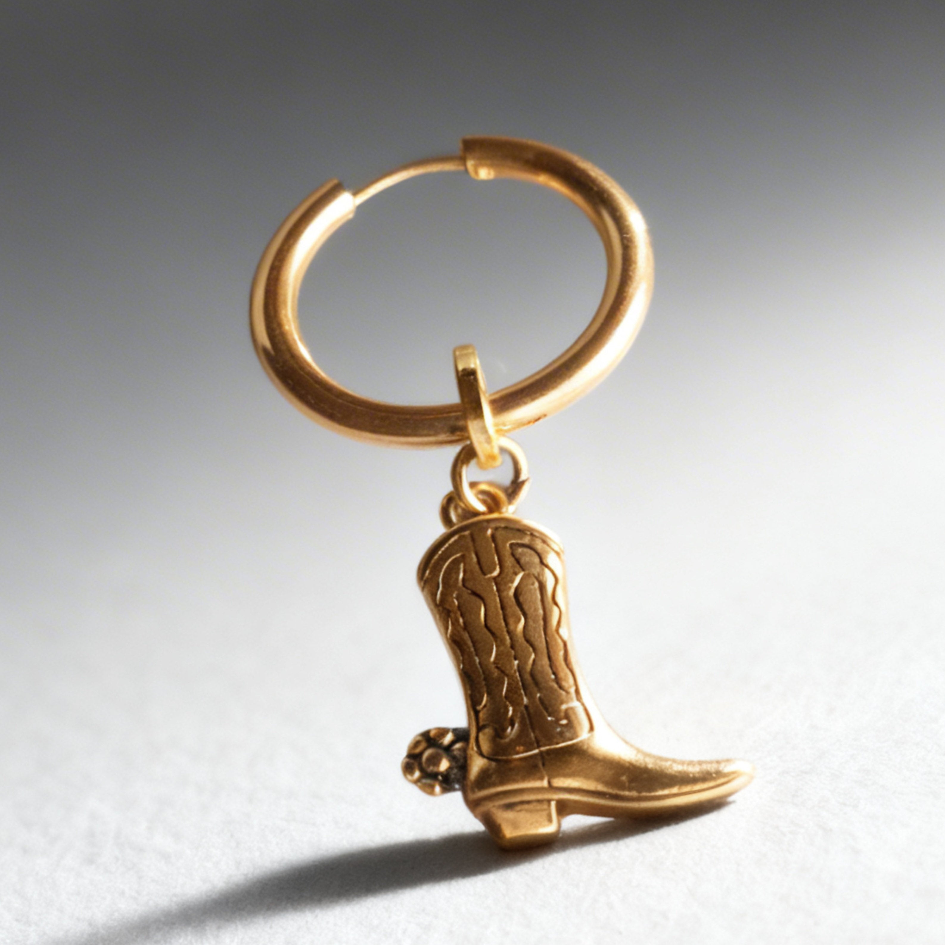 Gold Cowboy Boot Large Hoop Huggie