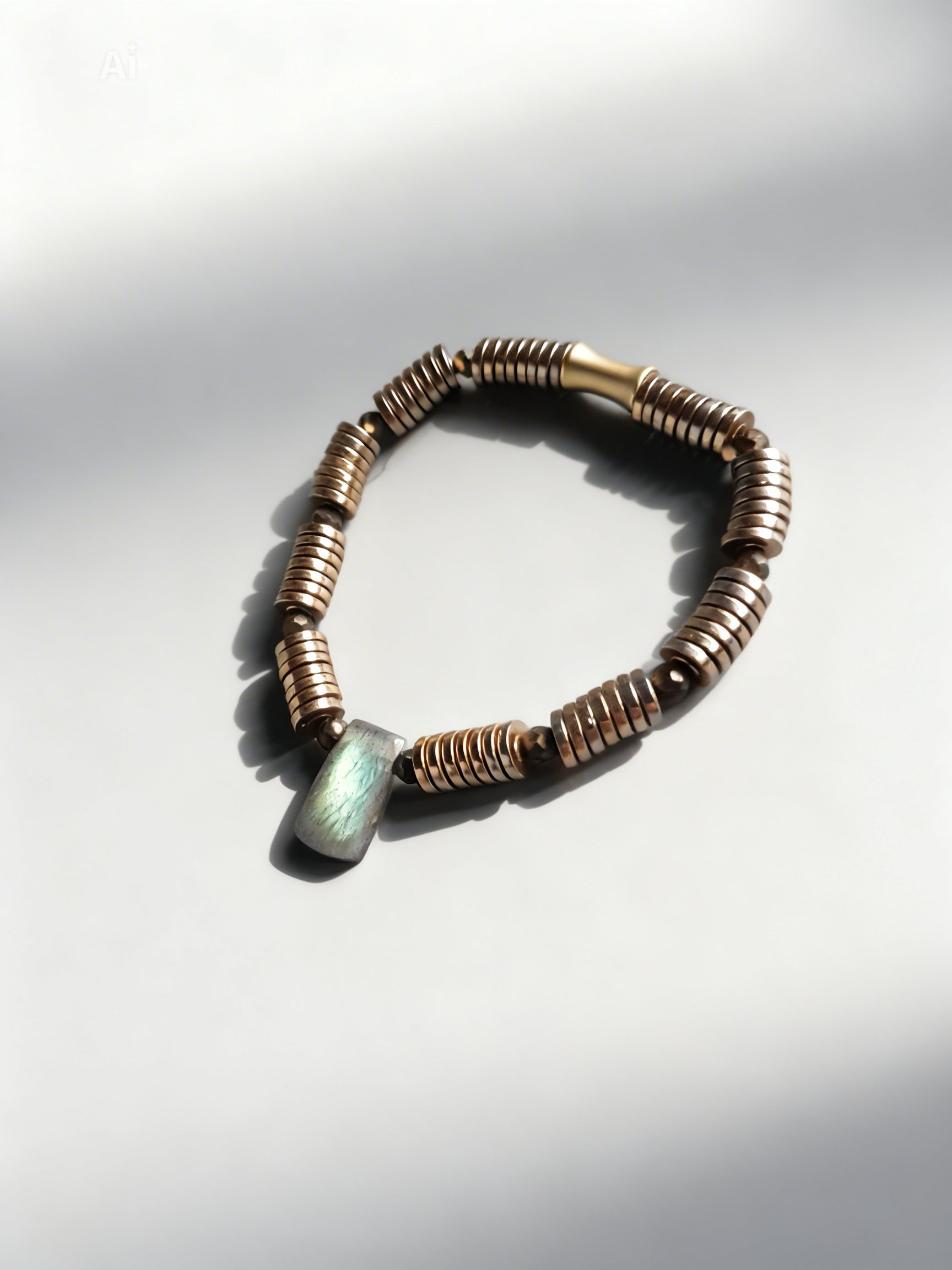 Labradorite & Golden Hematite Stretch Bracelet