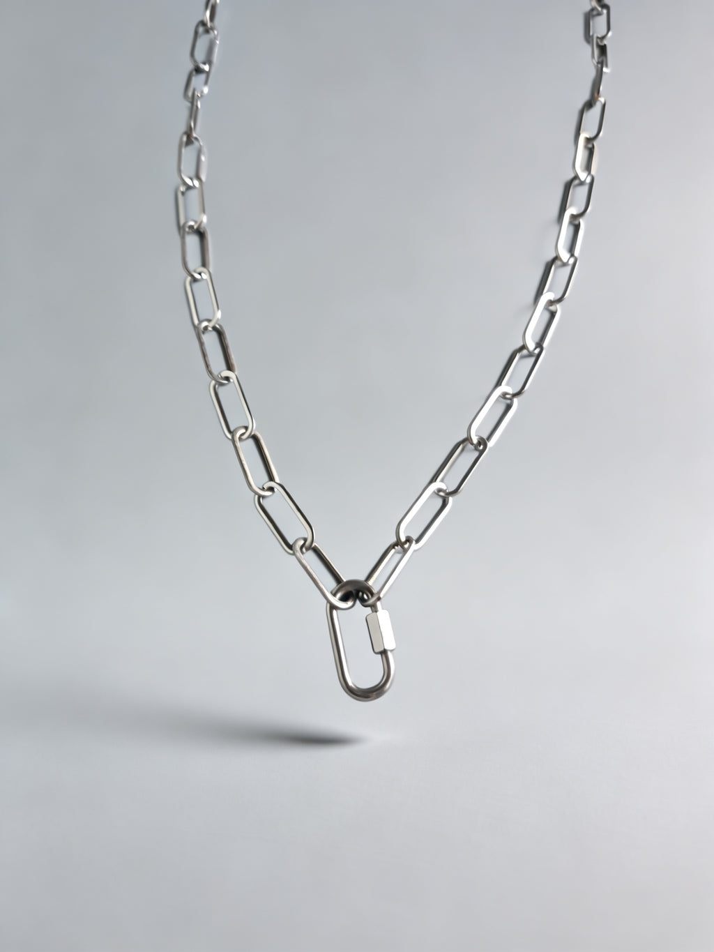 Chunky Paperclip Silver Necklace with Freedom Lock