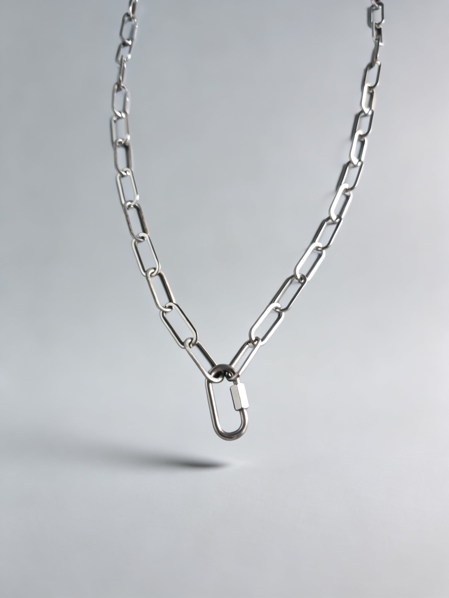 Chunky Paperclip Silver Necklace with Freedom Lock