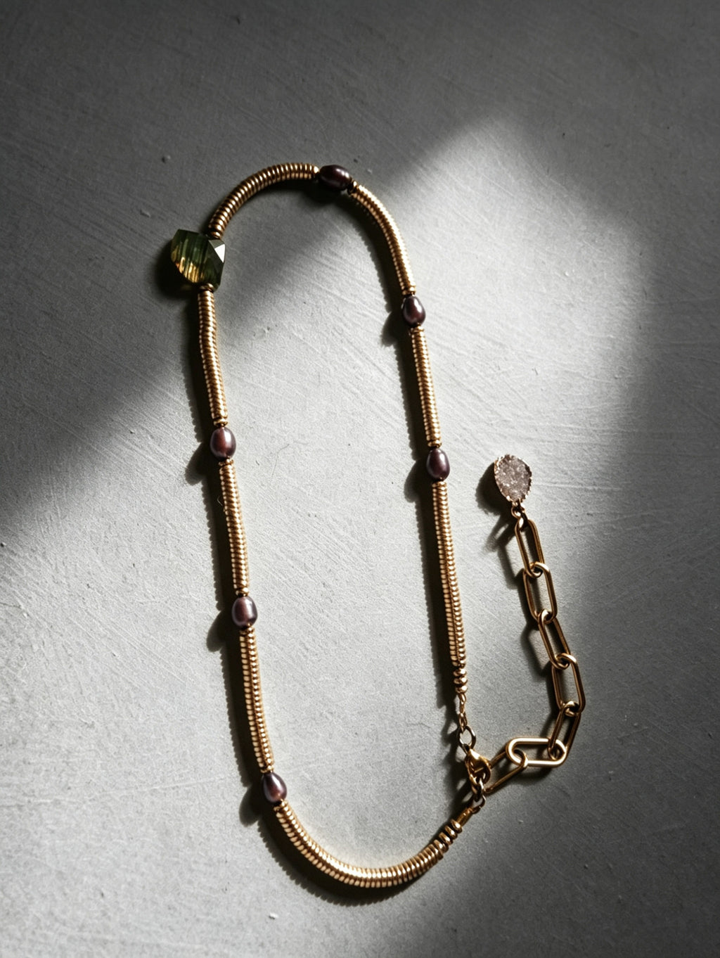 Labradorite, Baroque Pearl & Golden Hematite Necklace I