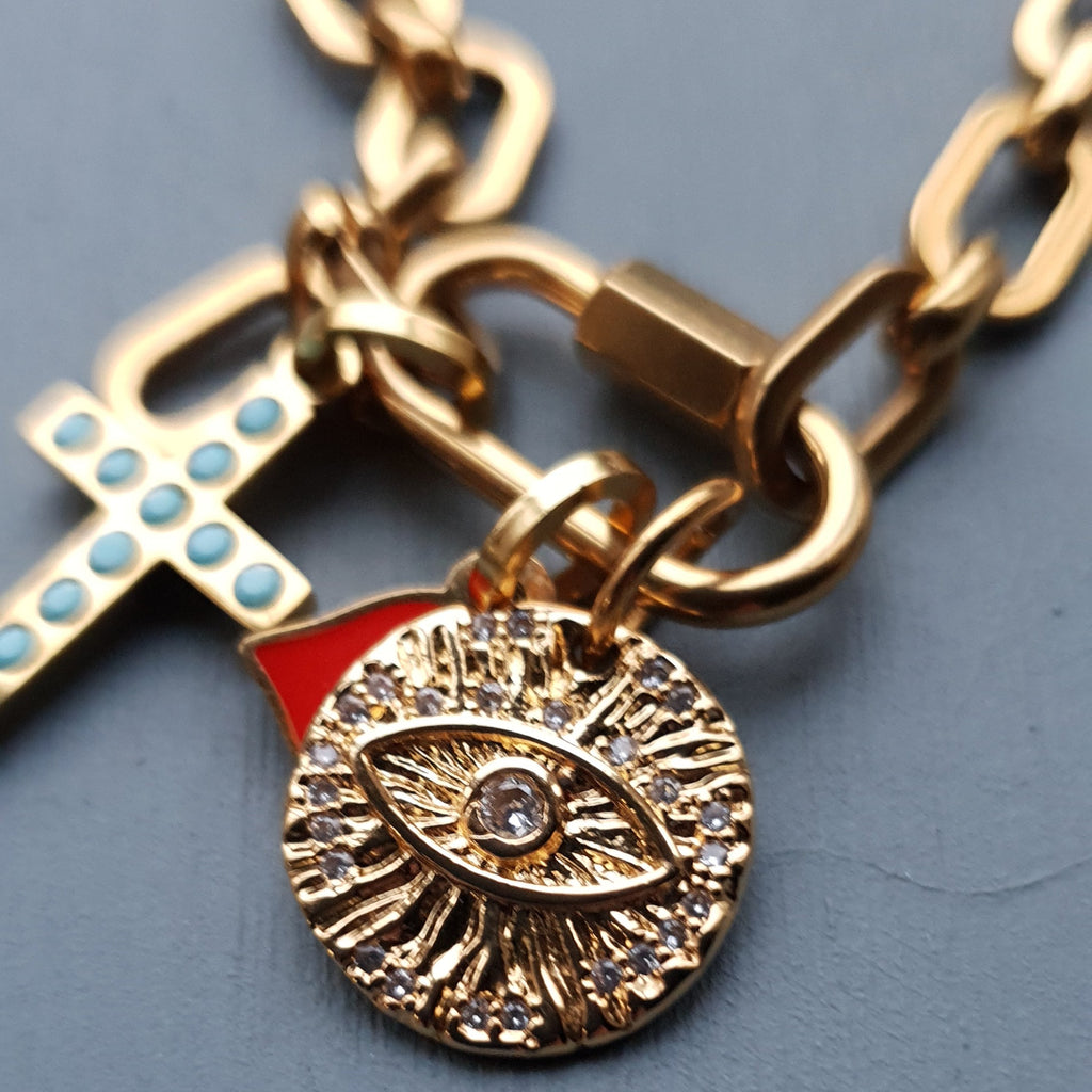 Turquoise Cross Charm