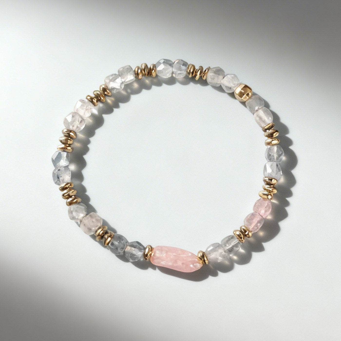 Delicate Labradorite, Freshwater Pearl and Pyrite Bracelet