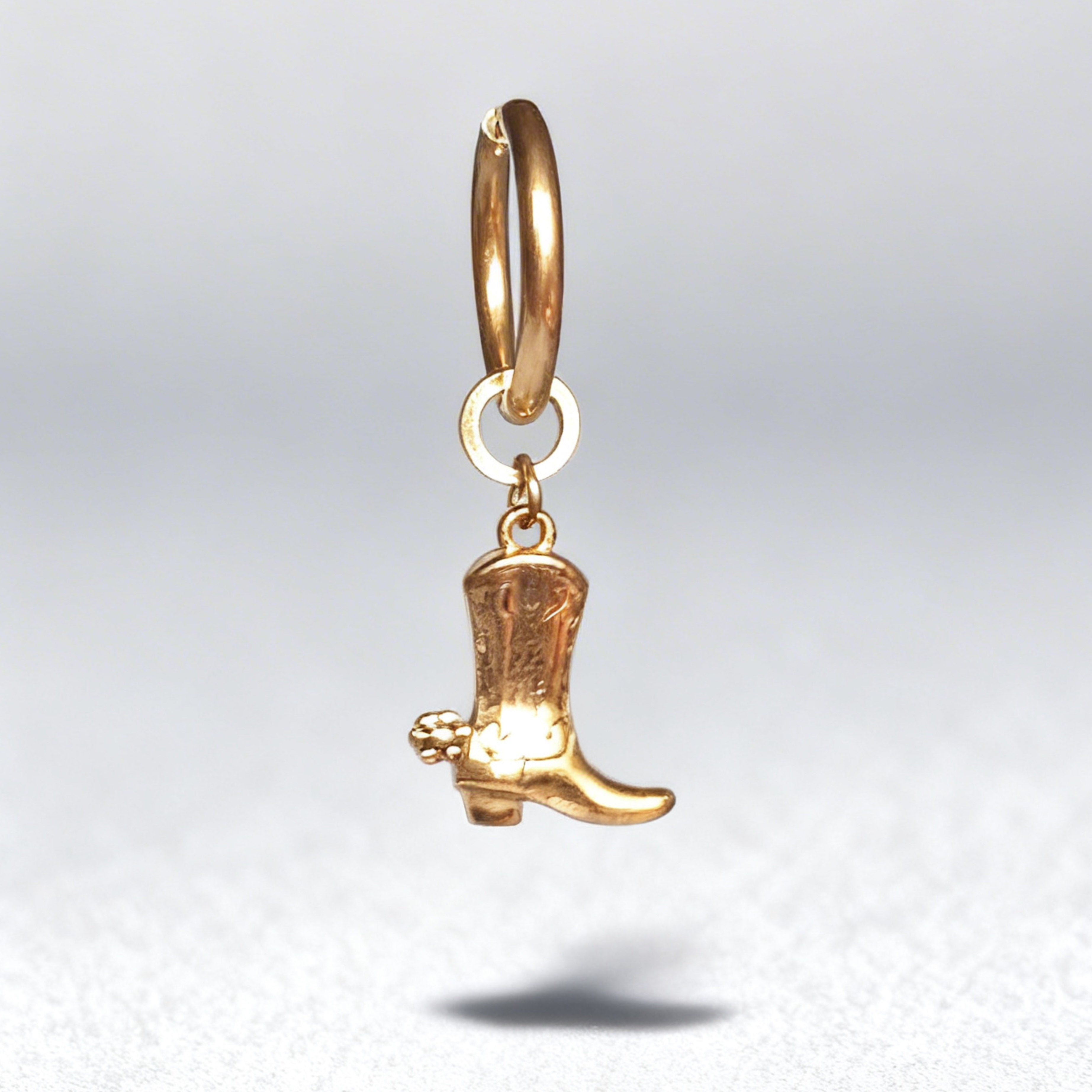 Gold Cowboy Boot Large Hoop Huggie