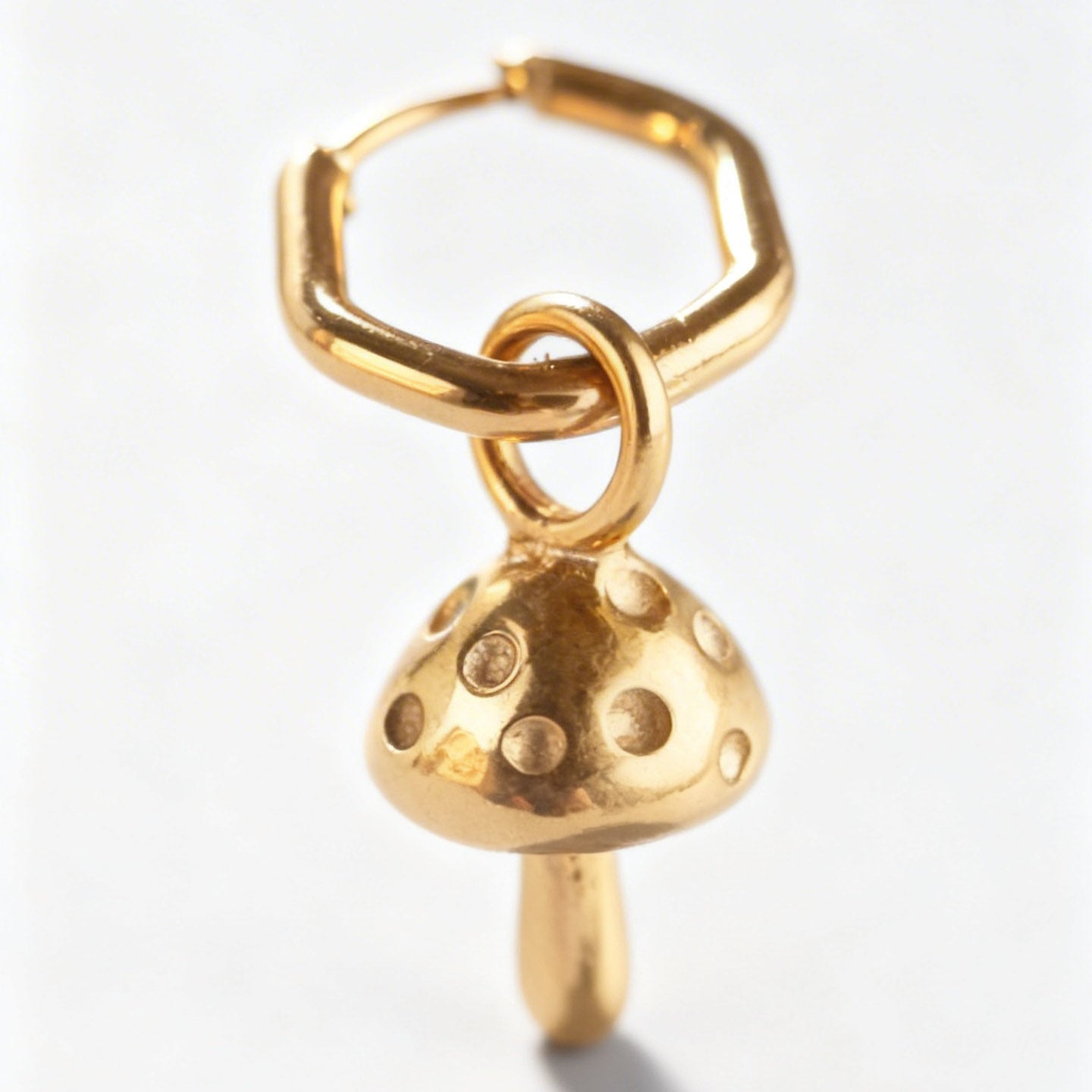 Gold Toadstool Charm Classic Hex Huggie