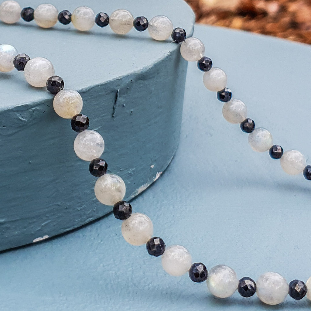 Moonstone & Black Spinel Gemstone Necklace