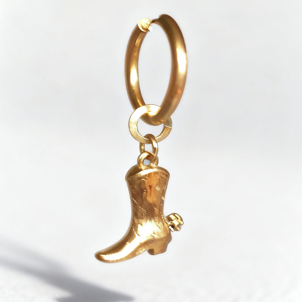 Gold Cowboy Boot Large Hoop Huggie