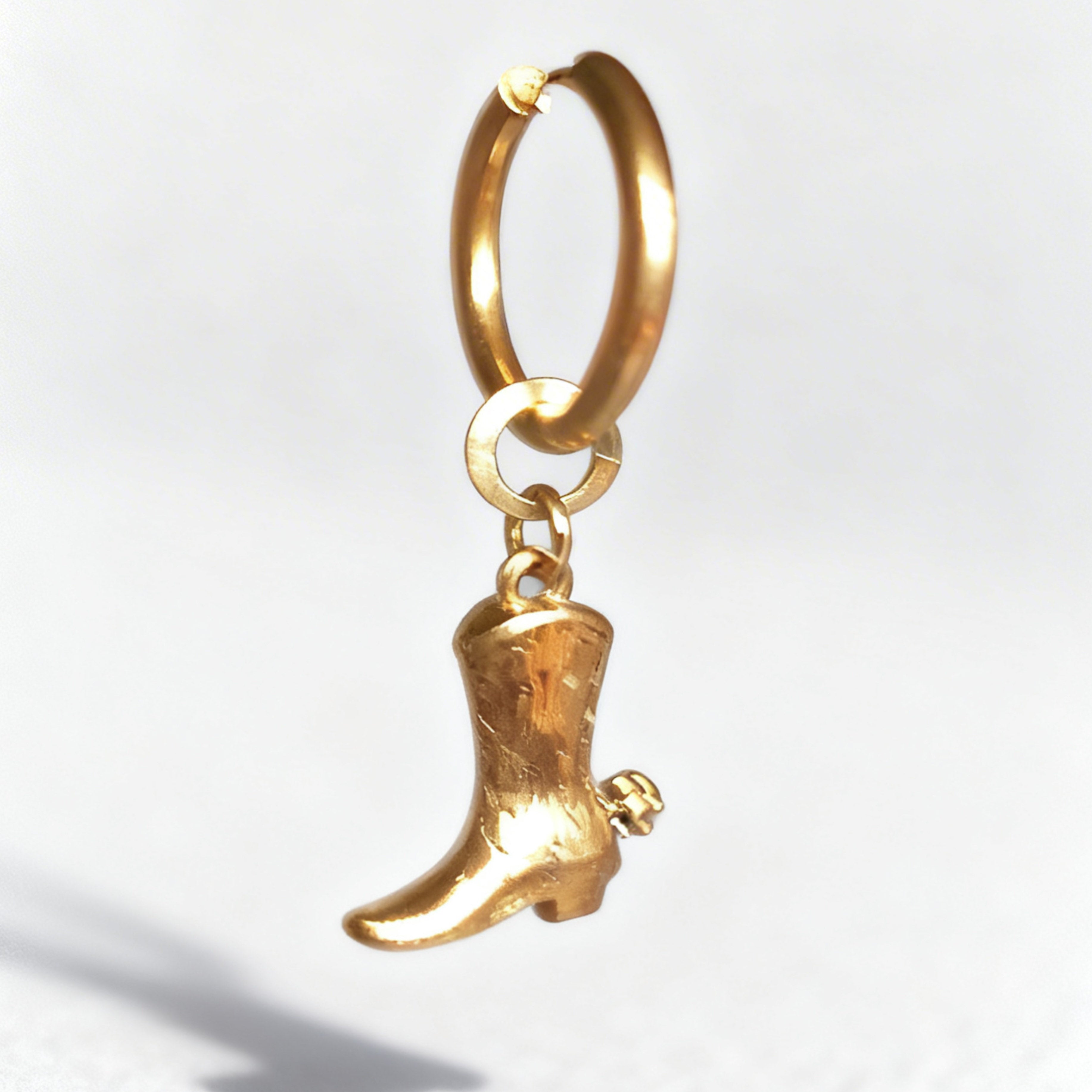 Gold Cowboy Boot Large Hoop Huggie