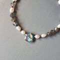 Labradorite, Freshwater Pearl & Black Spinel Gemstone Anklet