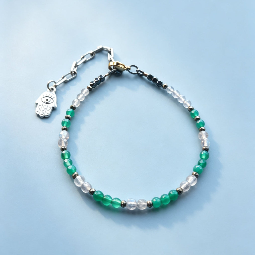 Emerald and Labradorite Gemstone Anklet