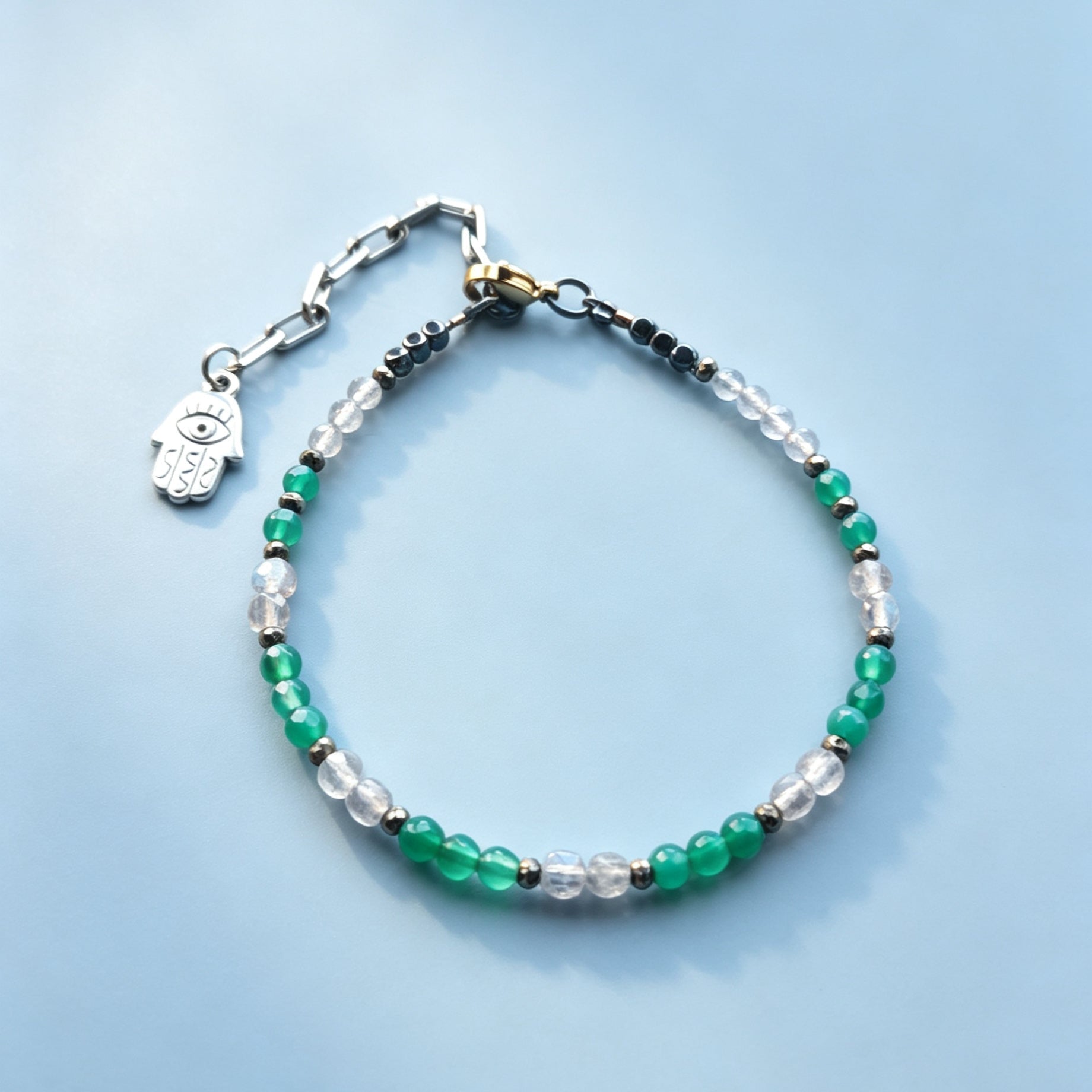Emerald and Labradorite Gemstone Anklet