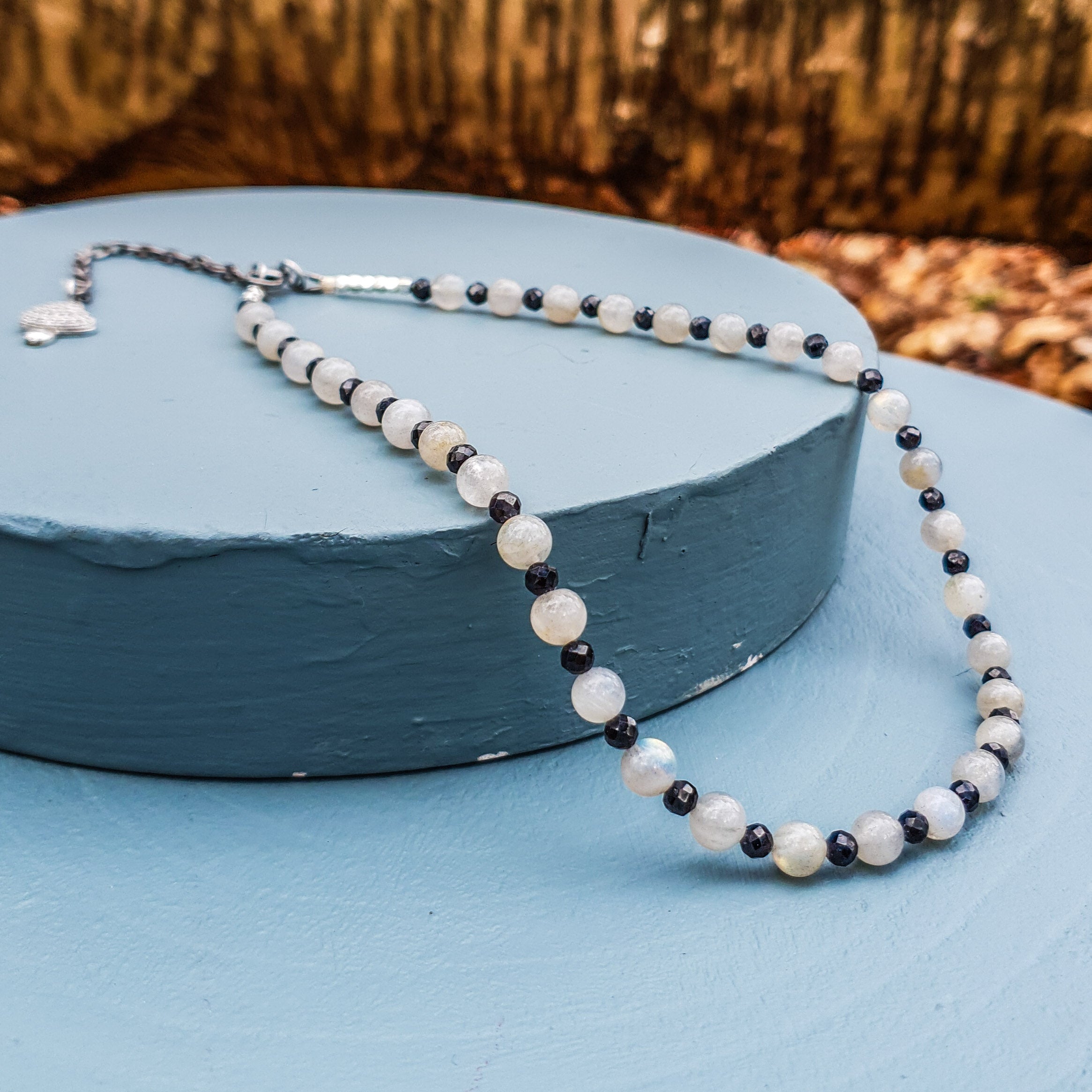 Moonstone & Black Spinel Gemstone Necklace
