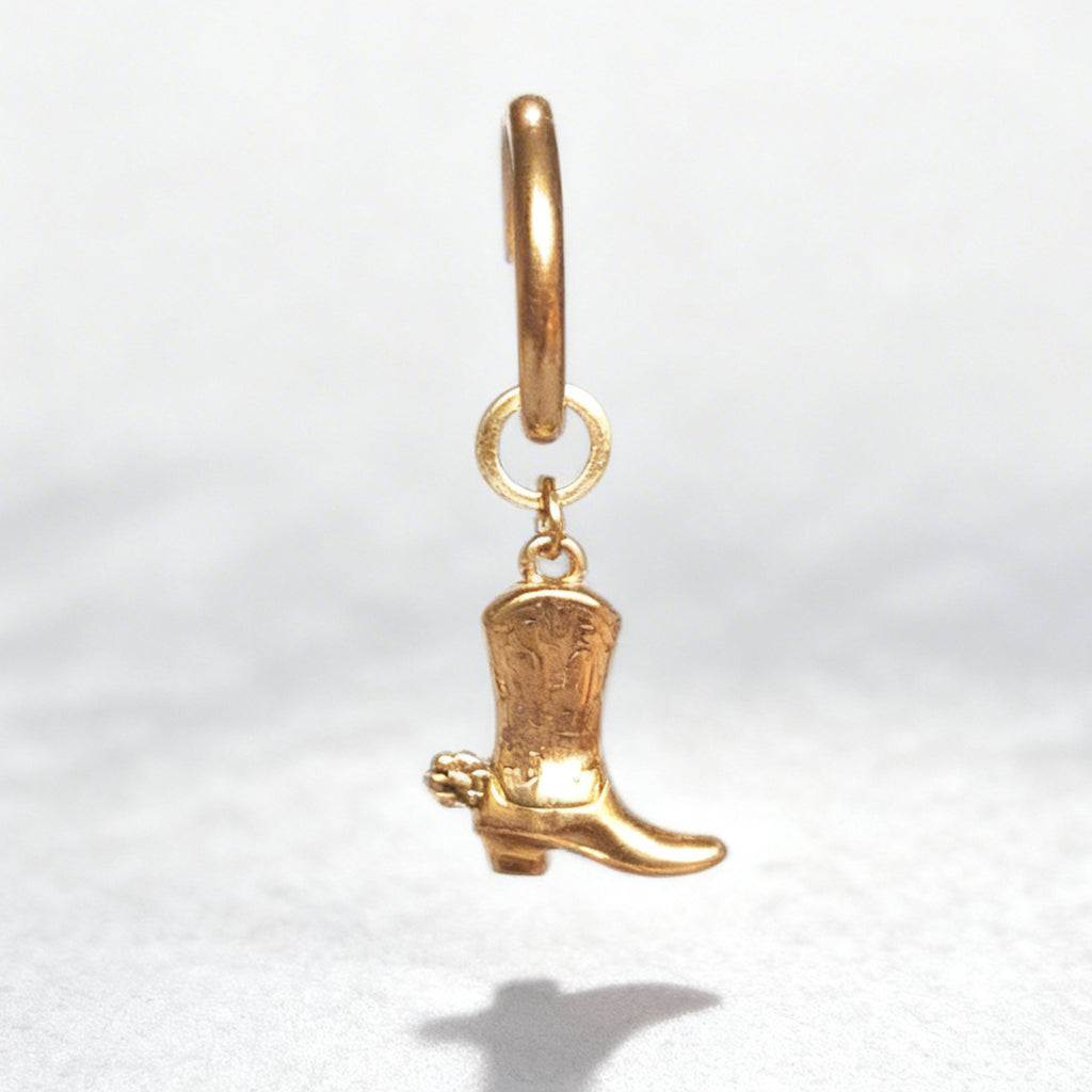 Gold Cowboy Boot Large Hoop Huggie