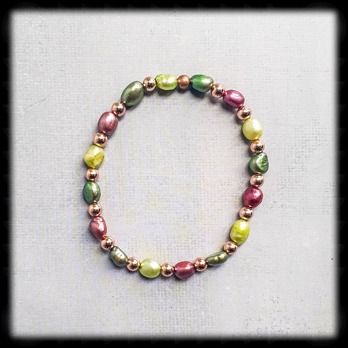 Mardi Gras Fresh Water Pear Beaded Bracelet