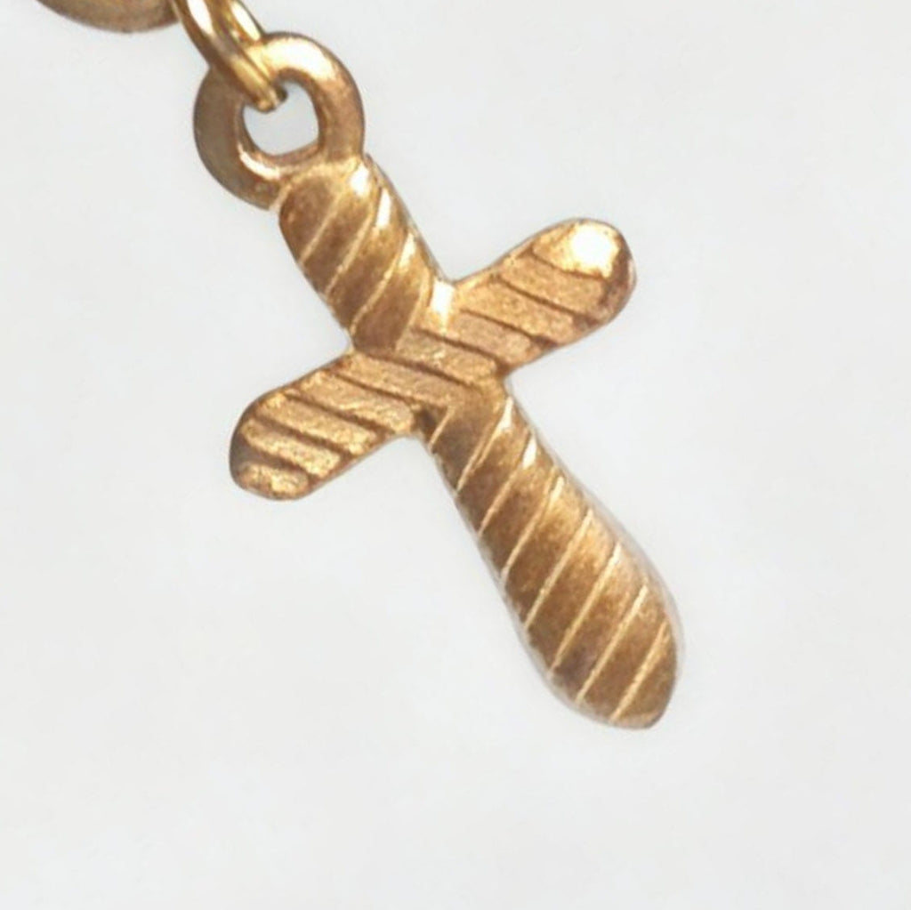 Gold Cross Charm Classic Hex Huggie