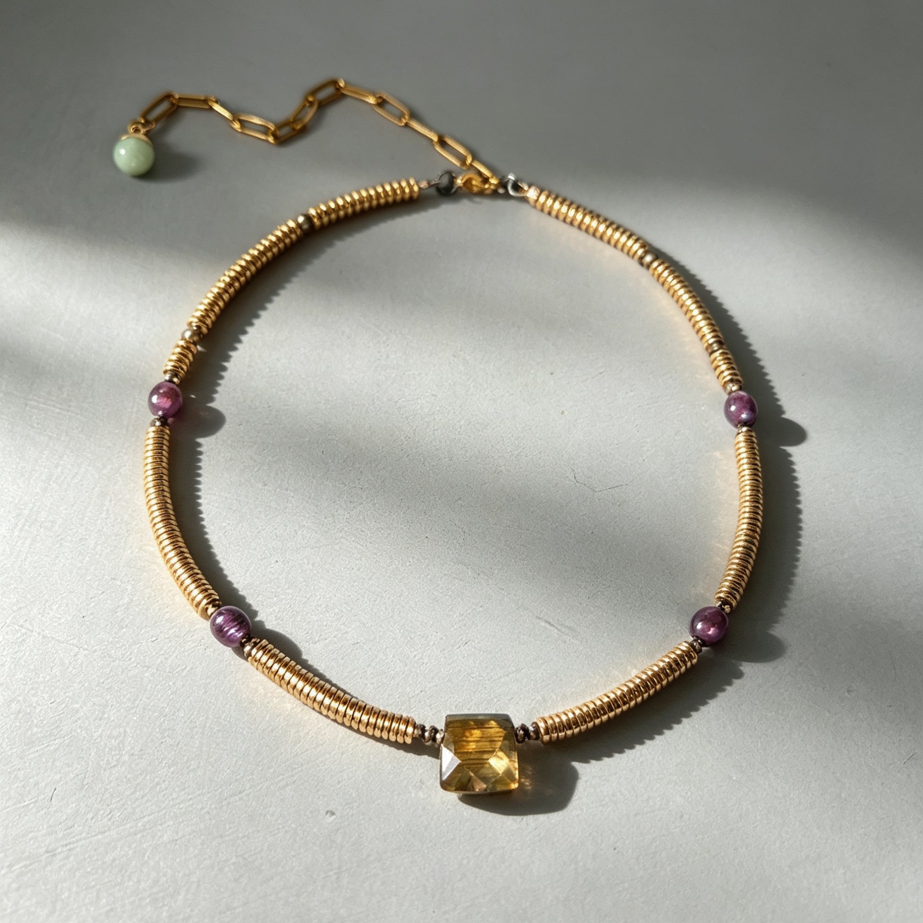 Labradorite, Baroque Pearl & Golden Hematite Necklace III
