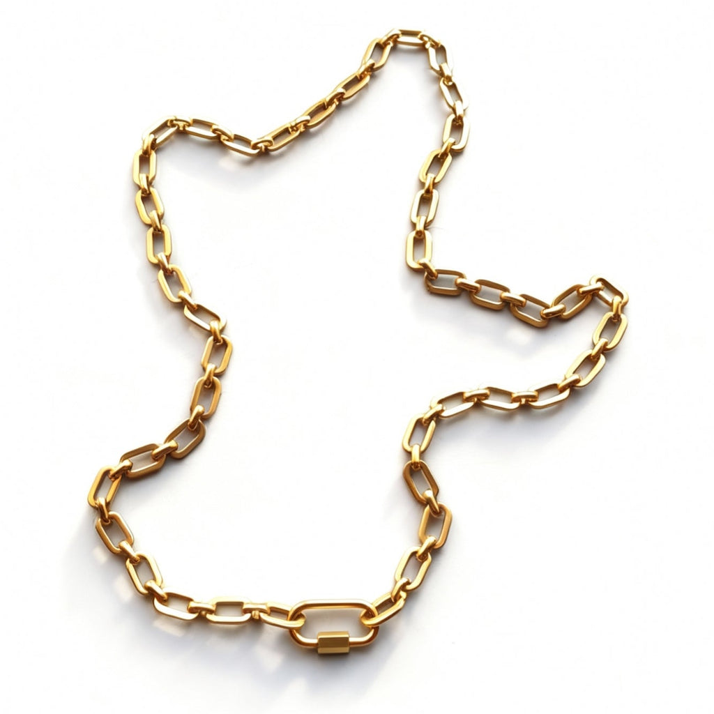 Link chain Gold Necklace with Lock