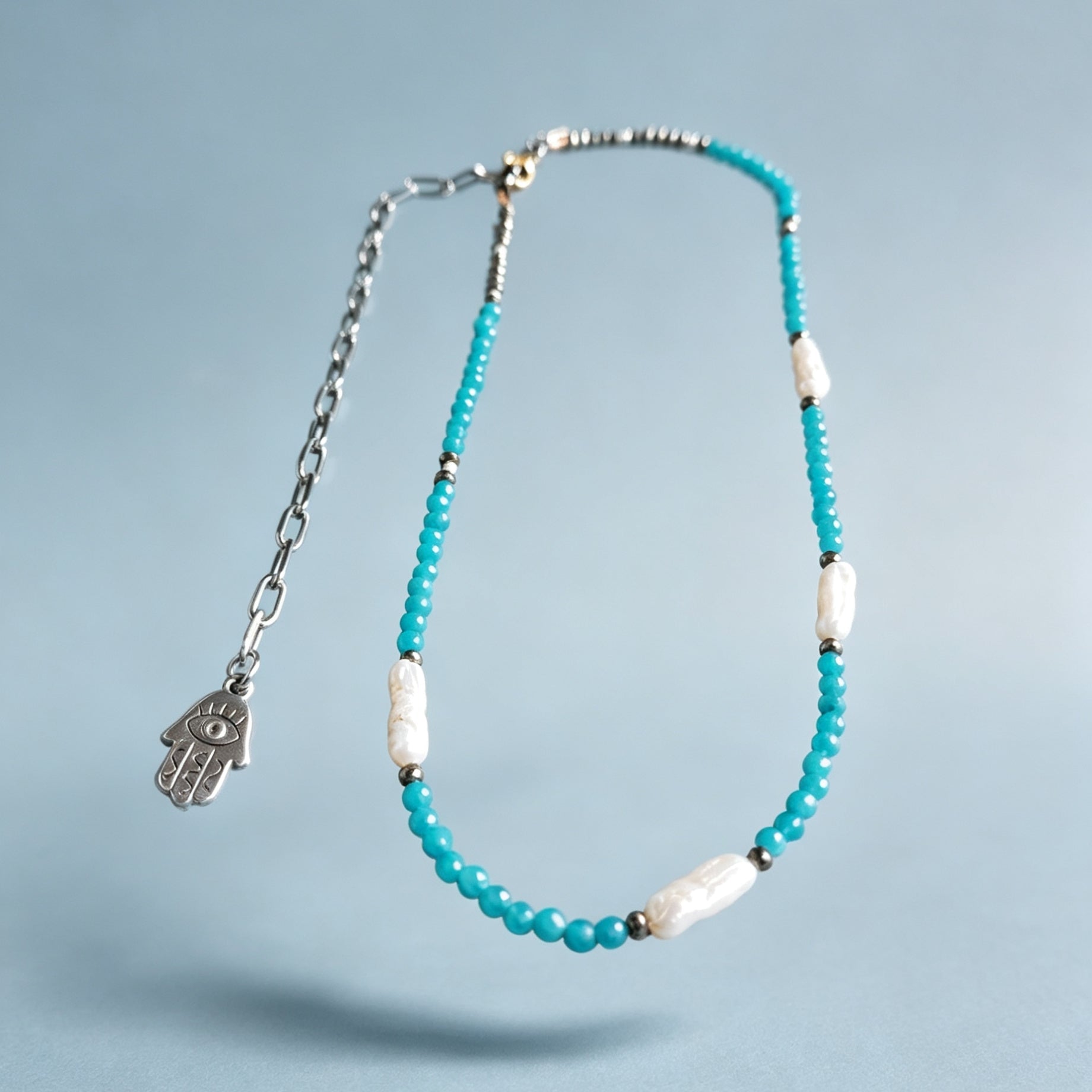 Neon Apatite, Pyrite & Freshwater Pearl Necklace