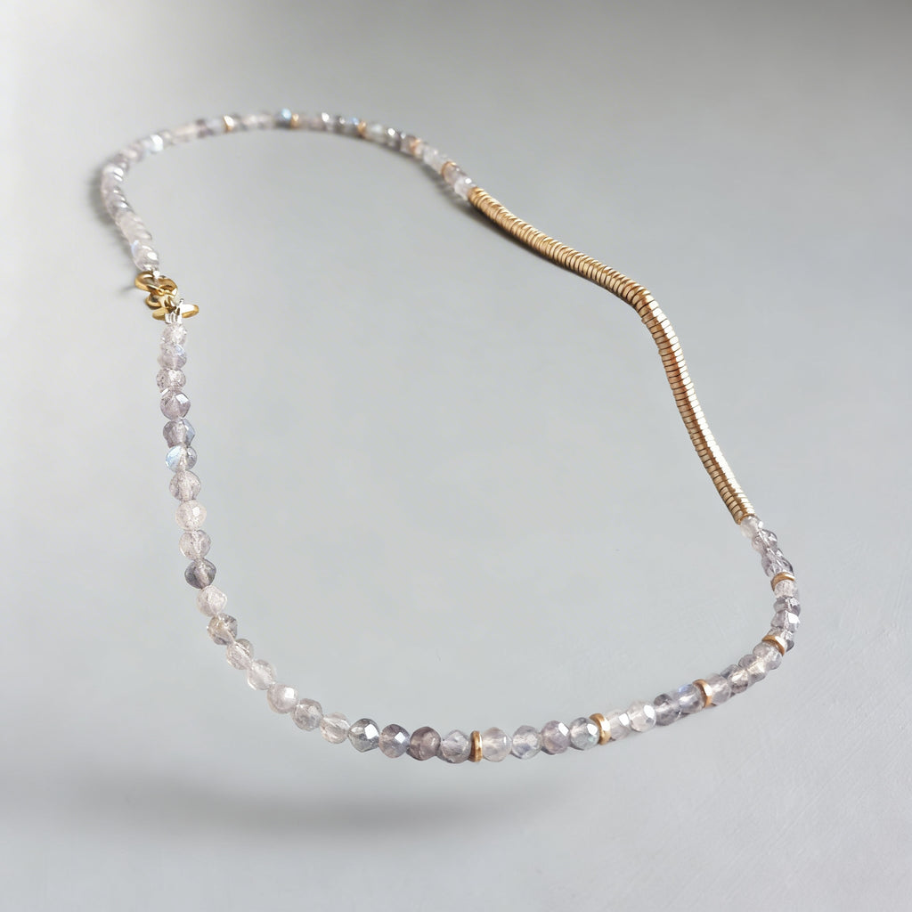 Labradorite & Golden Hematite Long Gemstone Necklace