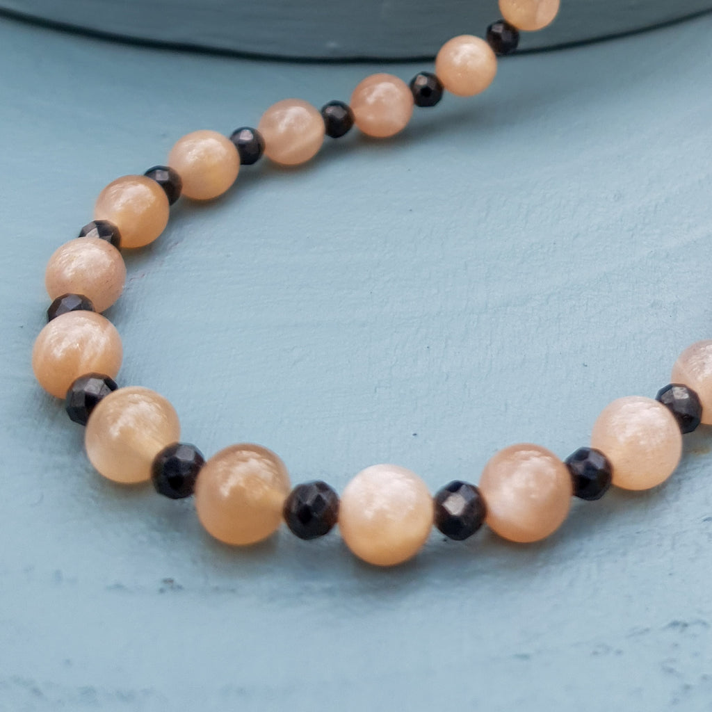Sunstone & Black Spinel Gemstone Necklace