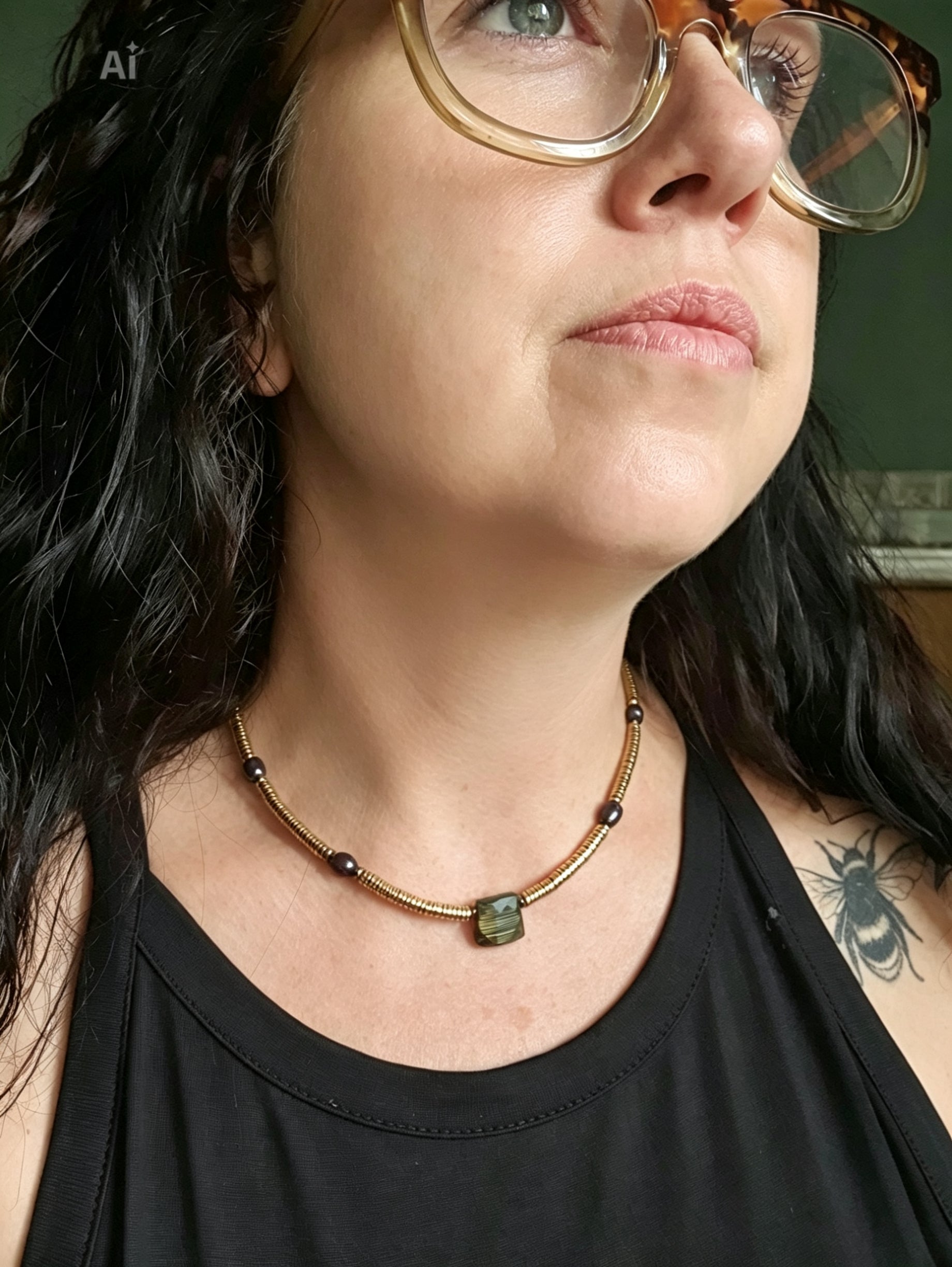 Labradorite, Baroque Pearl & Golden Hematite Necklace I