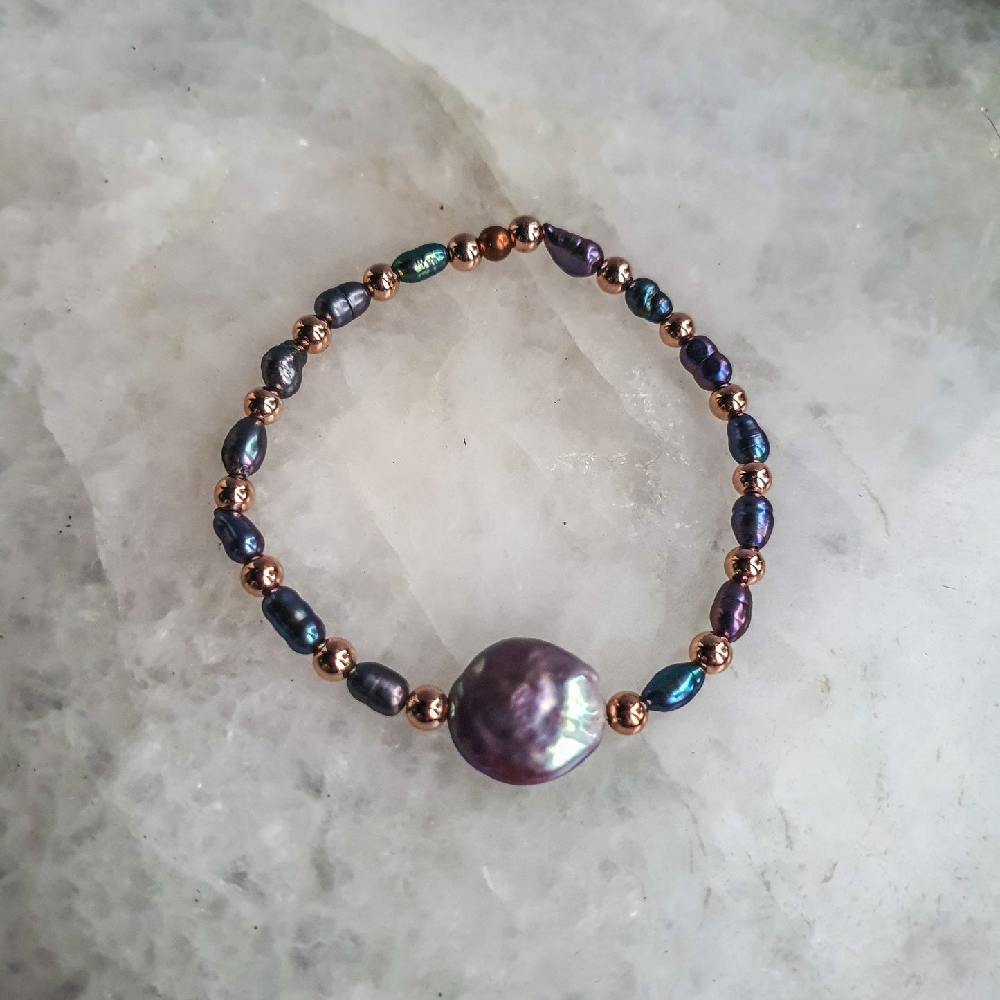 Keshi and Baroque Pearl Beaded Bracelet