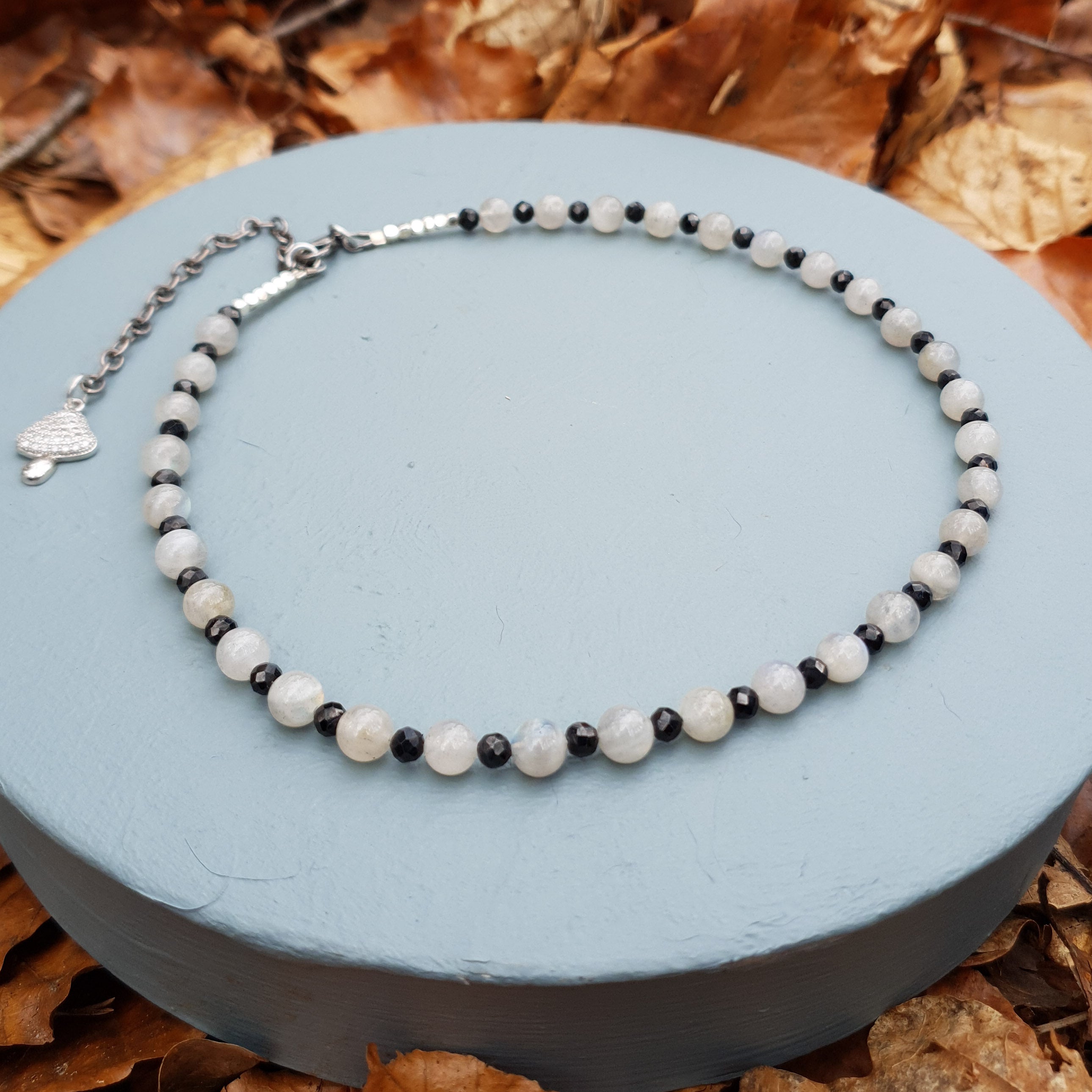 Moonstone & Black Spinel Gemstone Necklace