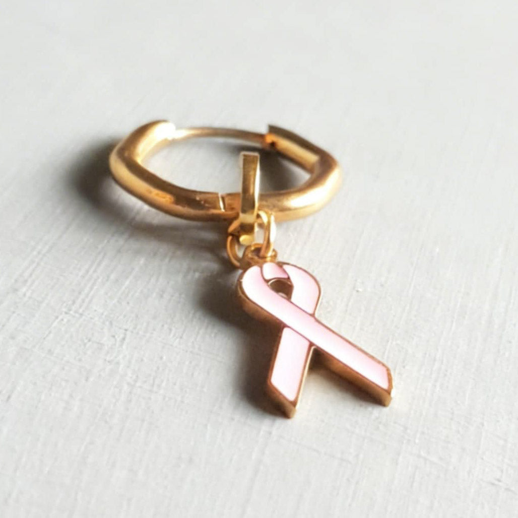 Pink Ribbon Charm Classic Hex Huggy
