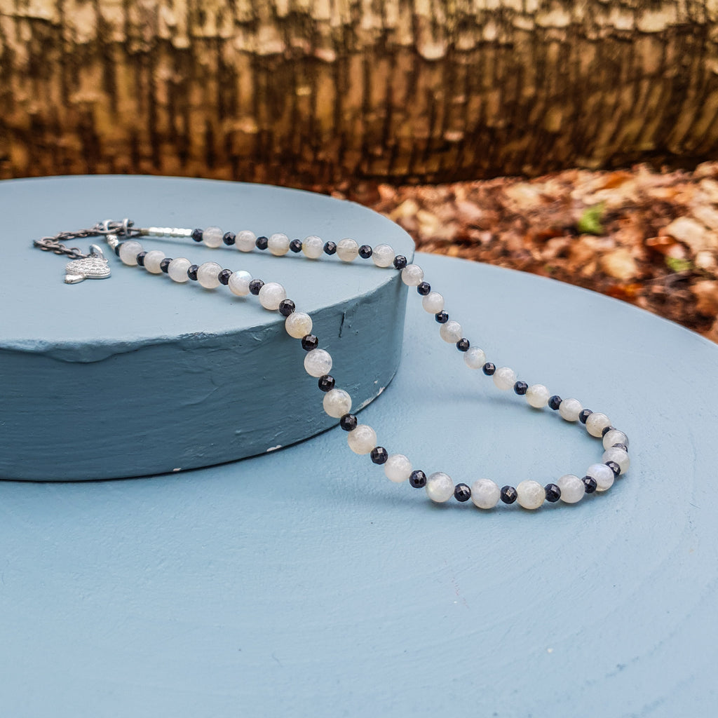 Moonstone & Black Spinel Gemstone Necklace