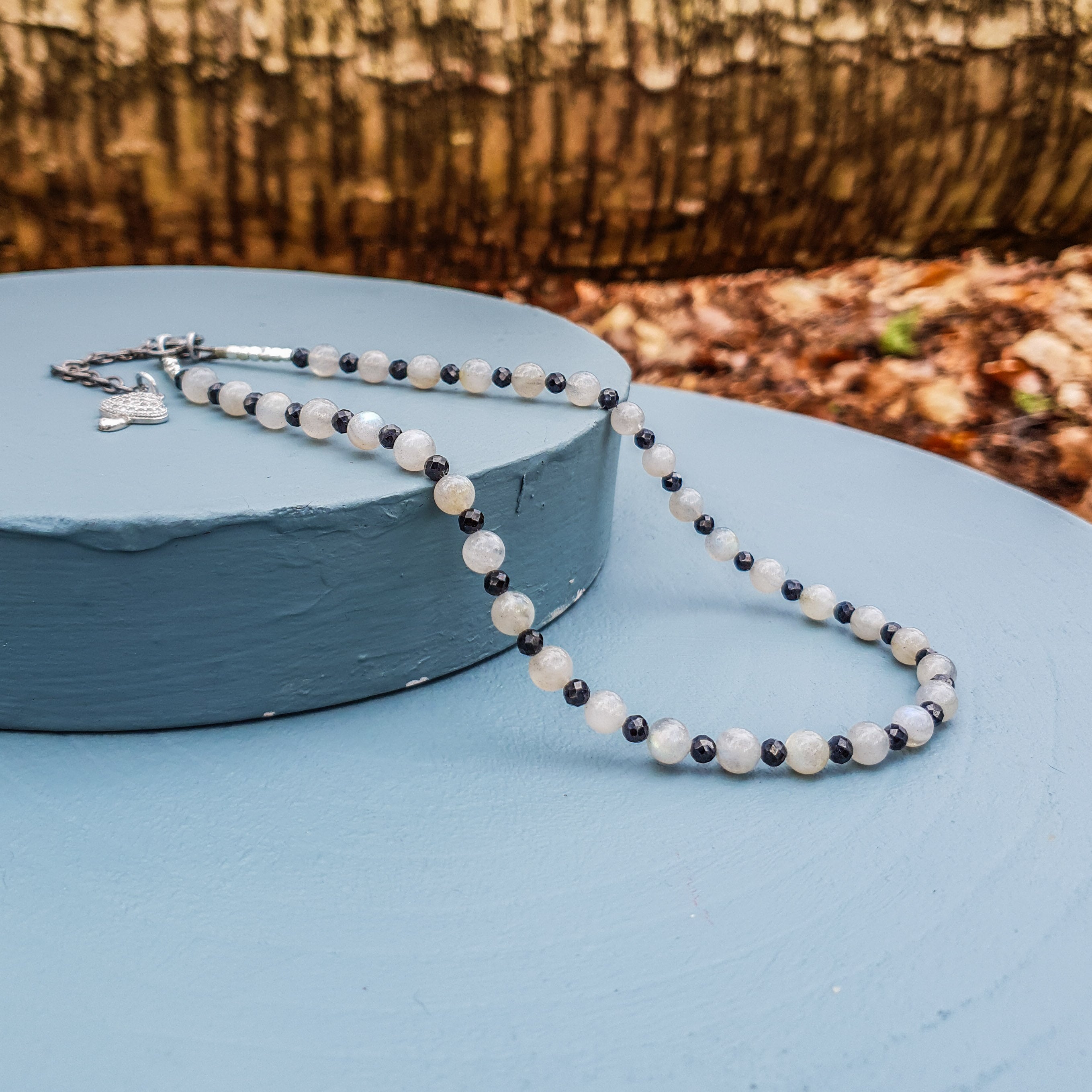 Moonstone & Black Spinel Gemstone Necklace
