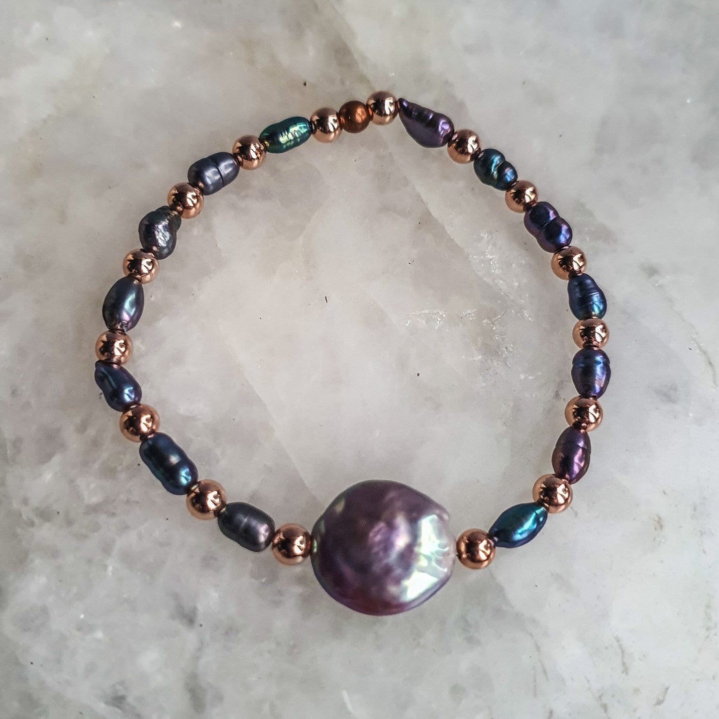 Keshi and Baroque Pearl Beaded Bracelet