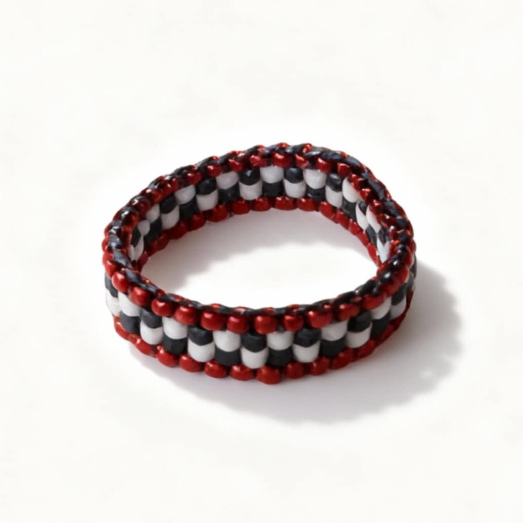 Monochrome Beaded Statement Ring