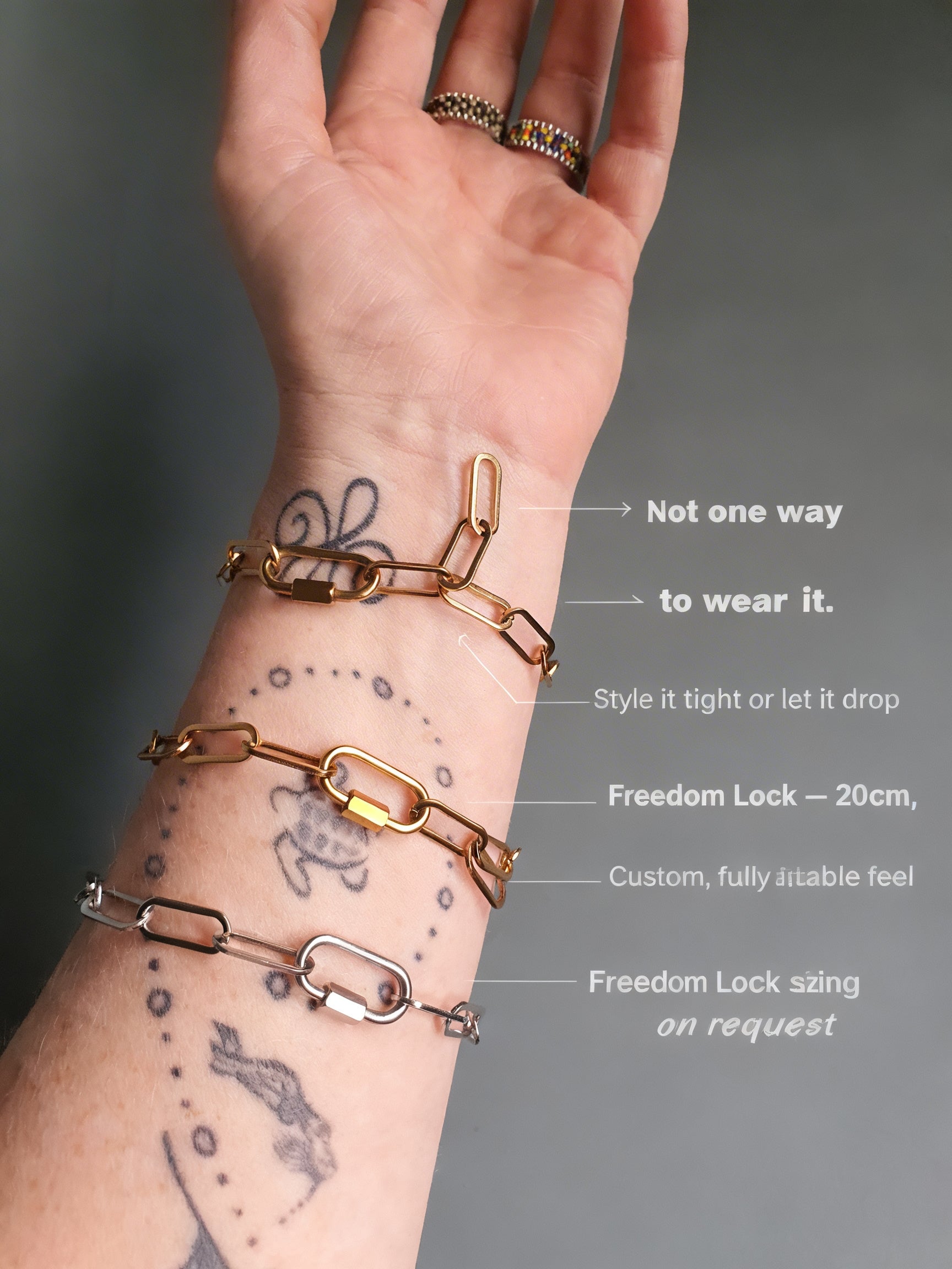 Gold Chunky Paperclip Chain Bracelet with Freedom Lock
