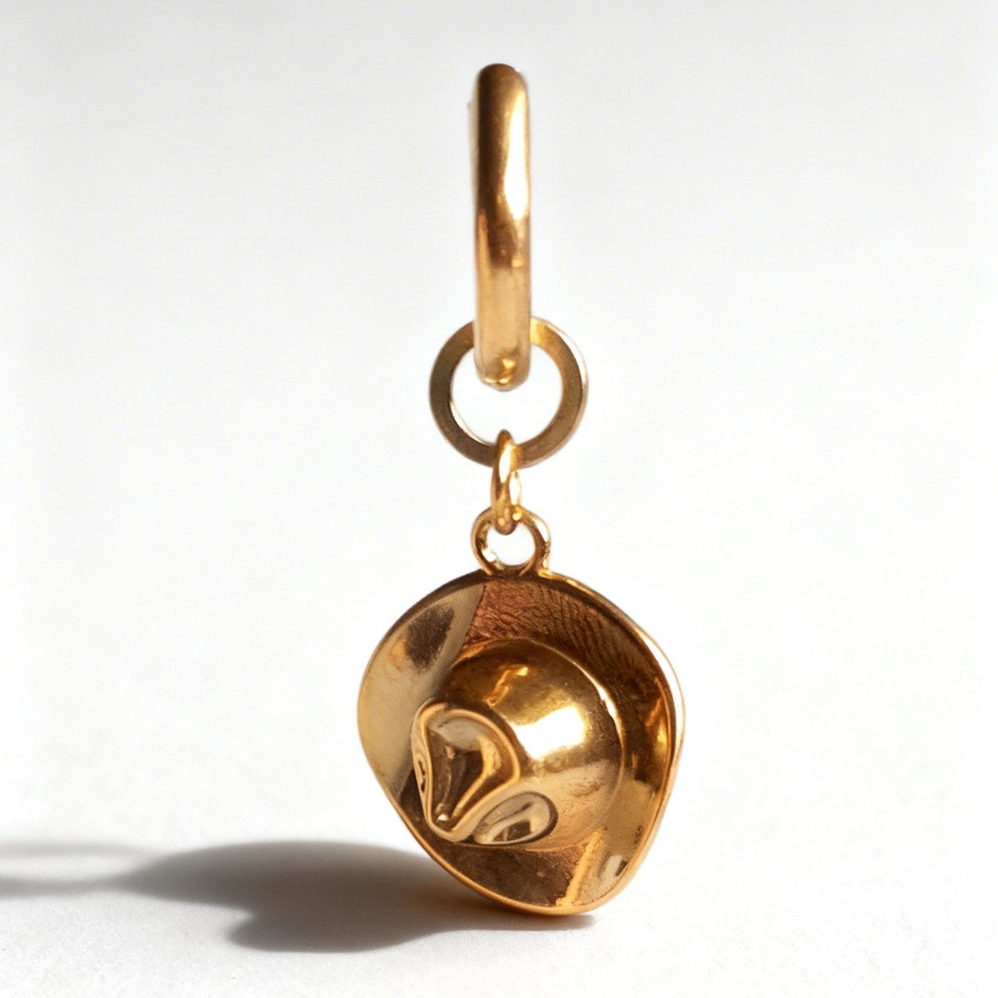 Gold Cowboy Hat Charm Classic Hex Huggie