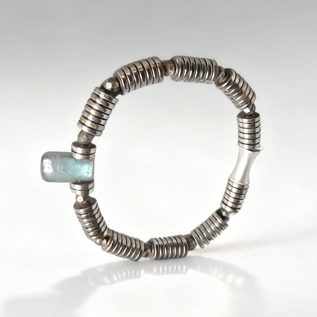 Green Flash Labradorite & Golden Hematite Stretch Bracelet