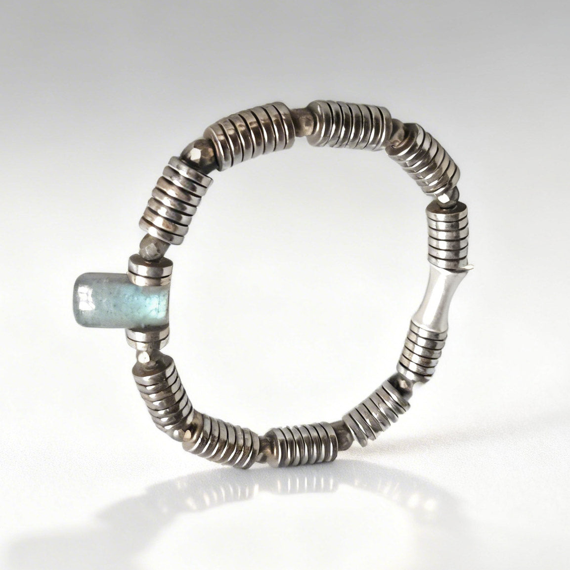 Green Flash Labradorite & Golden Hematite Stretch Bracelet